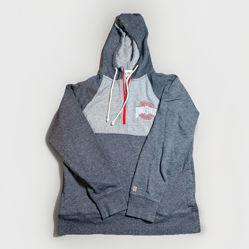 Ohio State Buckeyes Hoodie Sweatshirt Mens Large Gray Homage 1/4 Zip